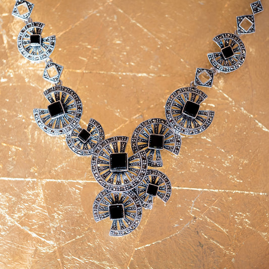 Onyx Marcasite Necklace