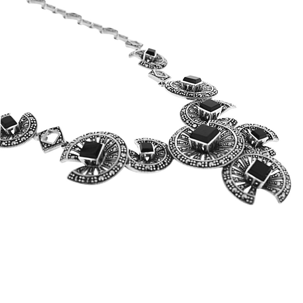 Onyx Marcasite Necklace