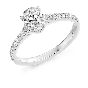 1.00ct Oval Solitaire Engagement Ring with Diamond set shoulders - Home Try-On (€13,950)