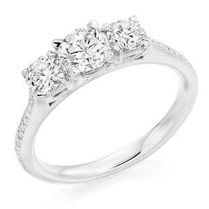 1.00ct Three Stone Engagement ring with Diamond Set Shoulders - Total Diamond Weight 1.15ct - Home Try-On (€7,100.00)