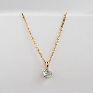 Aquamarine birthstone charm on chain