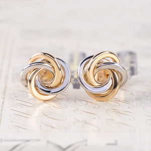 Two Tone Gold Knot Earrings